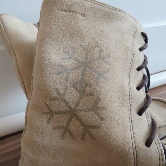 VAGABOND Cream Suede Leather Lace Up Snowflake Moccasin Winter Boots Size 6.5 - Picture 4 of 16
